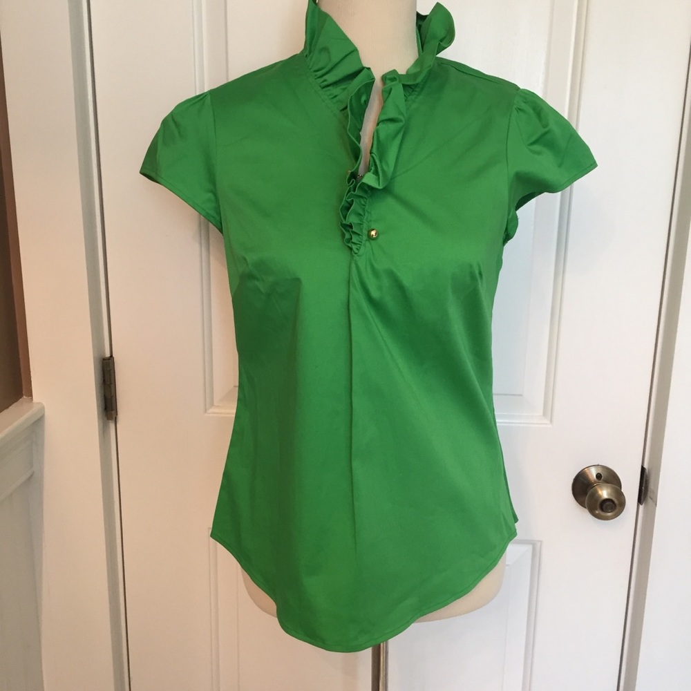 Elizabeth McKay Vibrant Green Ruffle Top